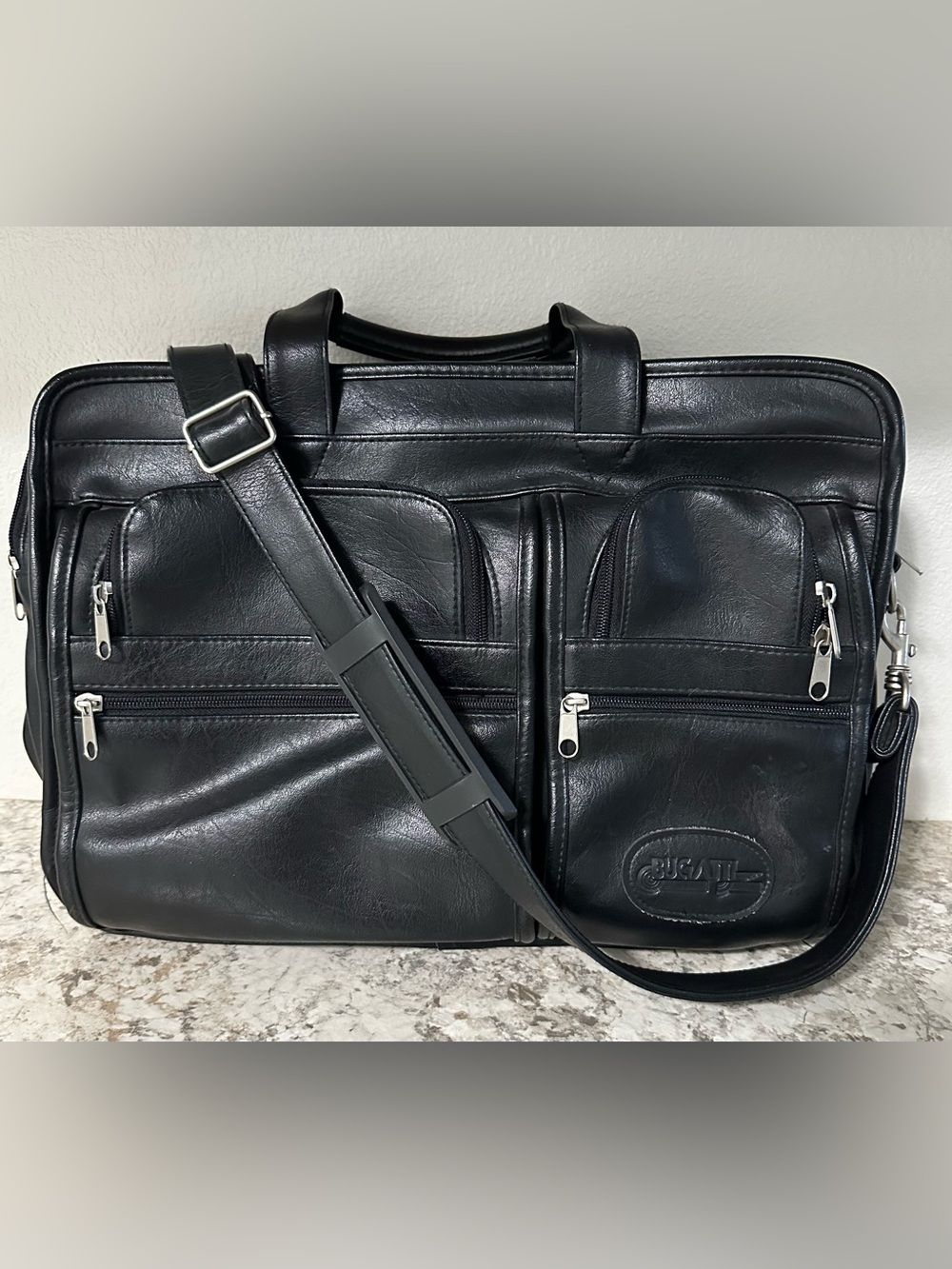 BUGATTI Leather Men's Messenger Carrier Bag with Shoulder Strap -Soft Leather